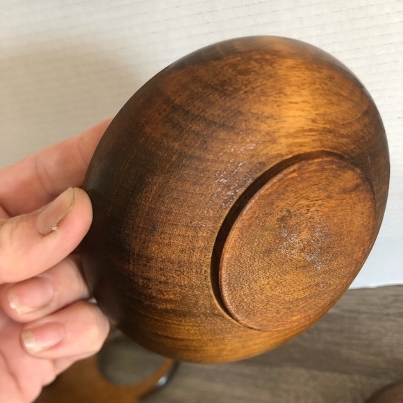 Vtg MCM Solid Wood Serving Bowl Set - Picture 12 of 13